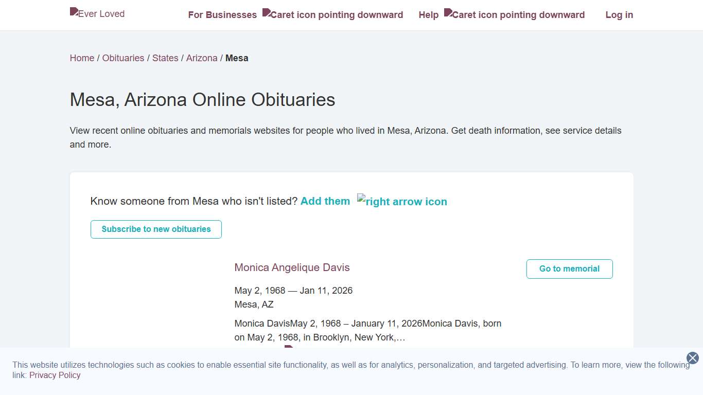 Mesa, Arizona Online Obituaries | Ever Loved