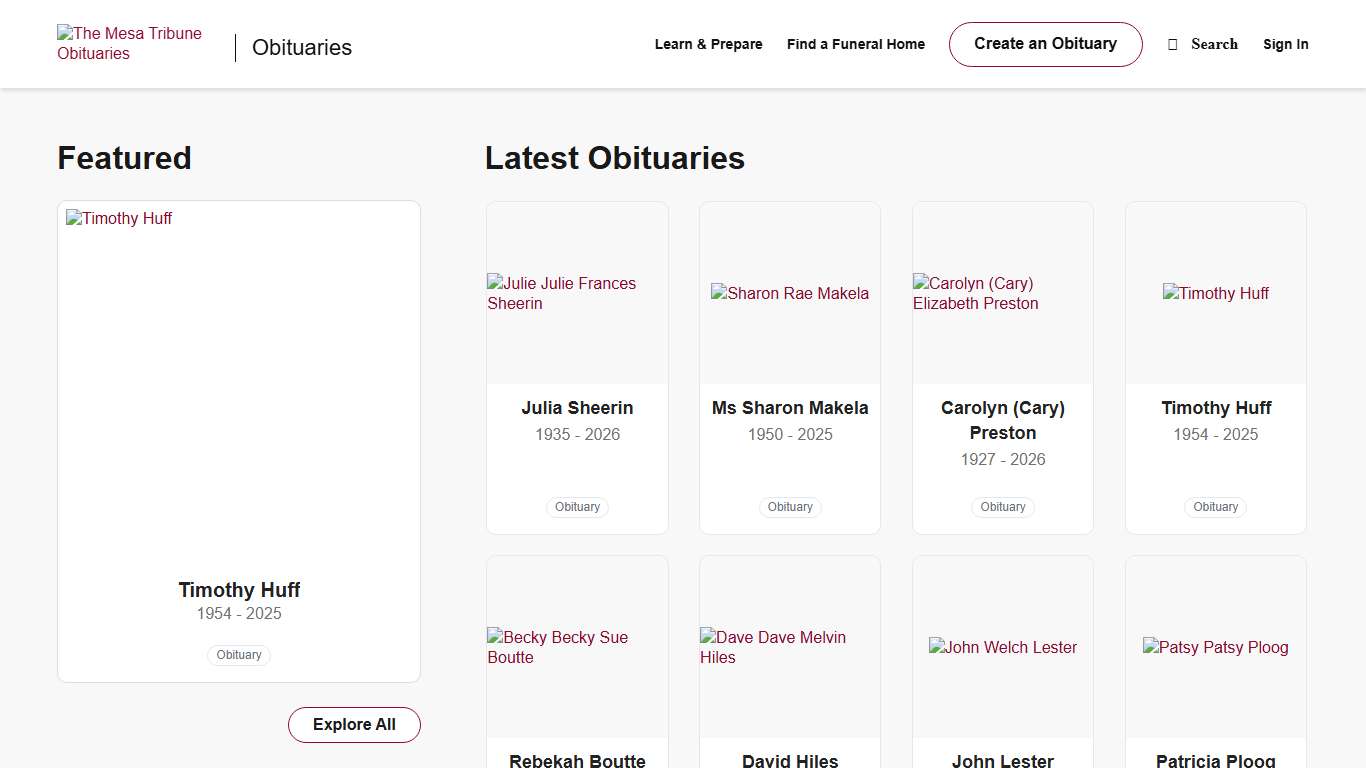 Obituaries | The Mesa Tribune